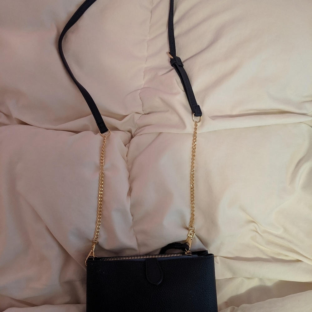 Navy over the shoulder clutch